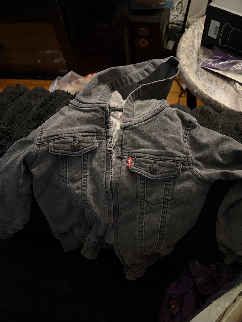 Levi's Toddler Hooded Jean Jacket in Charcoal